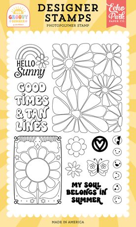 Echo Park Papers - Our Groovy Summer Stamp Set - Funky Flowers