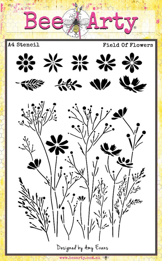 Bee Arty - Daisy Daze - Field Of Flowers - A4 Stencil