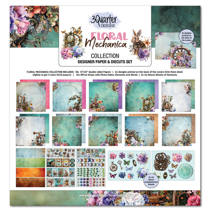 3Quarters Designs - Floral Mechanica Collection - 12"x12" Pack