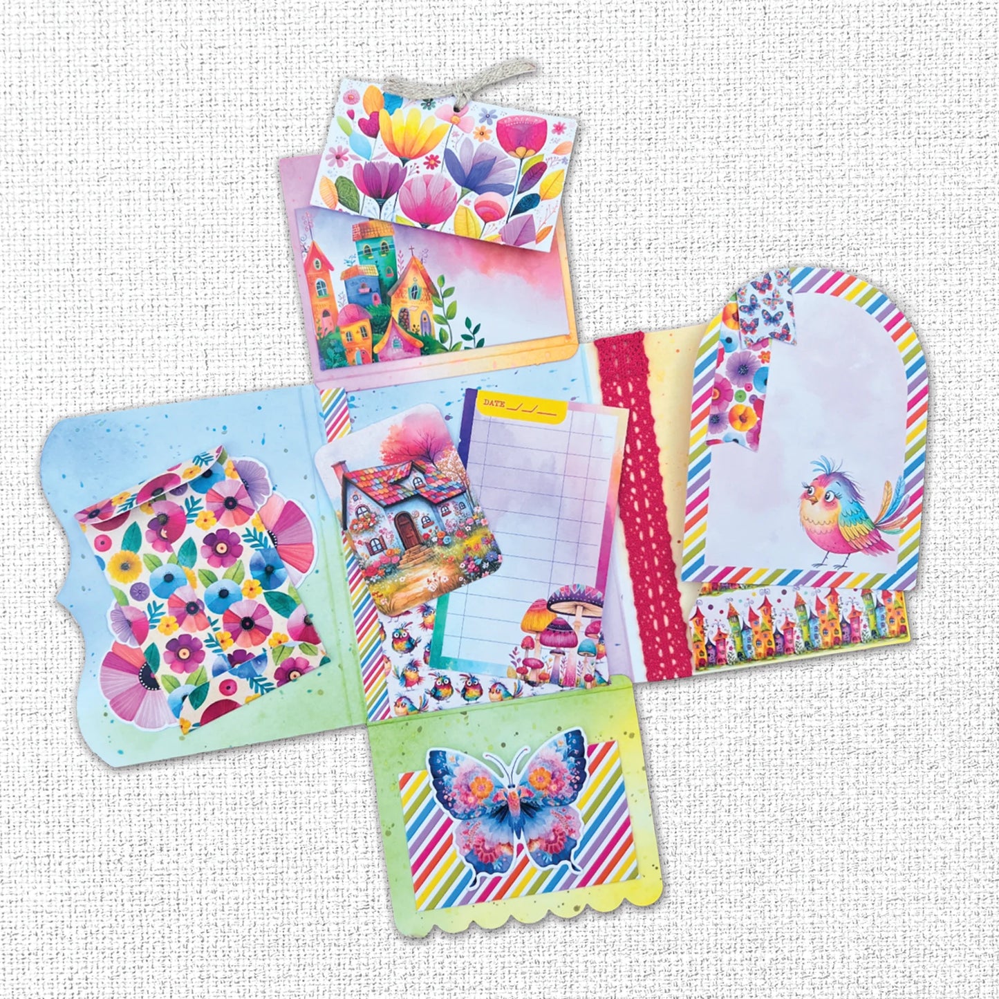 Rainbow Village 8.5" x 11" Mini Junk Journal Folio Kit