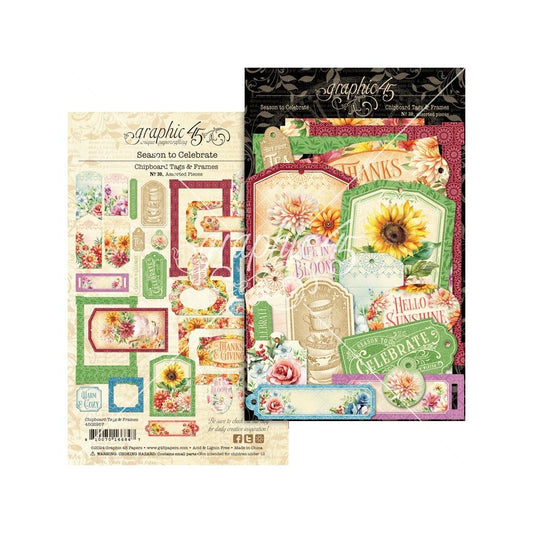 Graphic 45 Chipboard Tags & Frames - Season To Celebrate