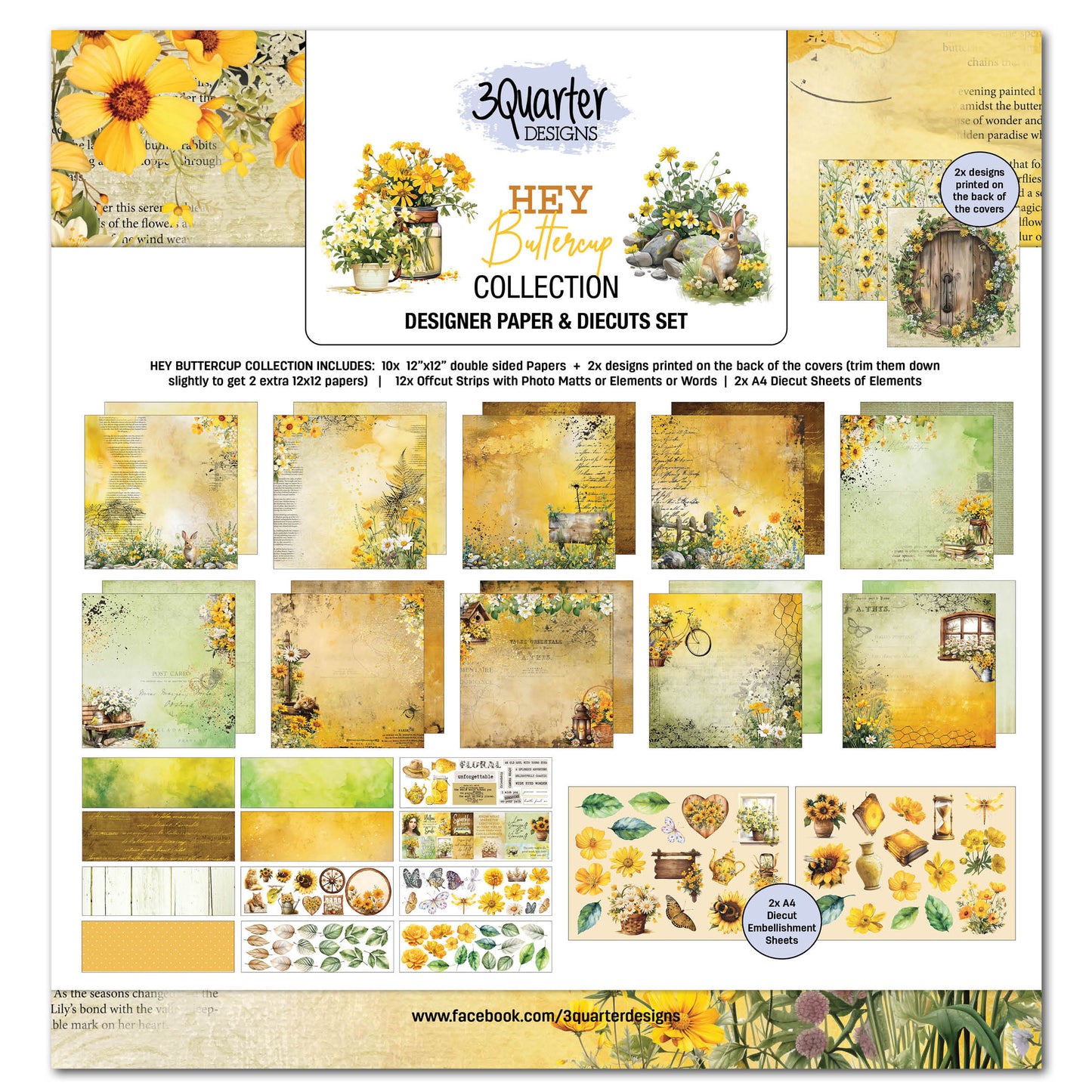 3Quarters Designs - Hey Buttercup - 12"x12" Pack