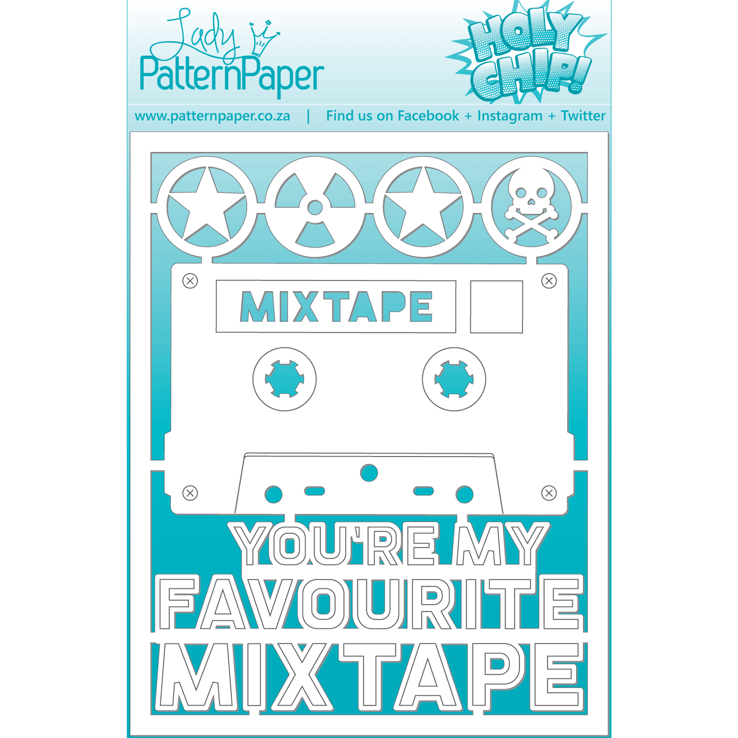 Lady Pattern Paper - Awesome - Chipboard Element - Mixed Tape