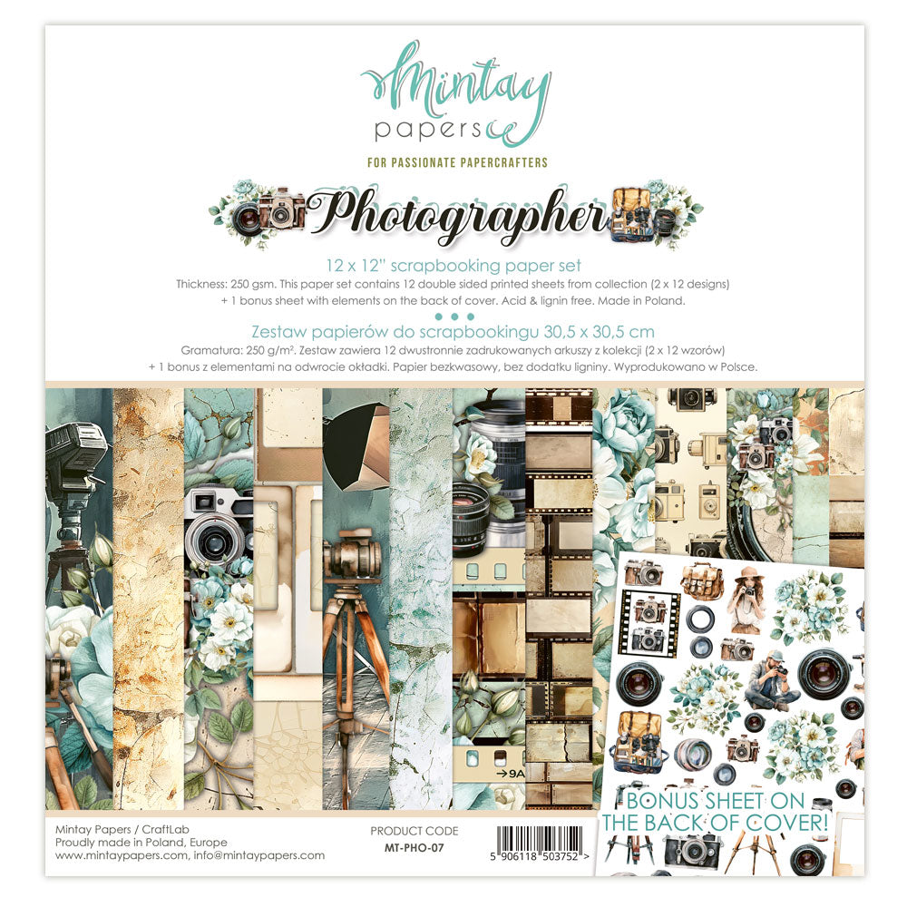 Mintay Papers Photographer - 12"x12" Scrapbooking Pack MT-PHO-07