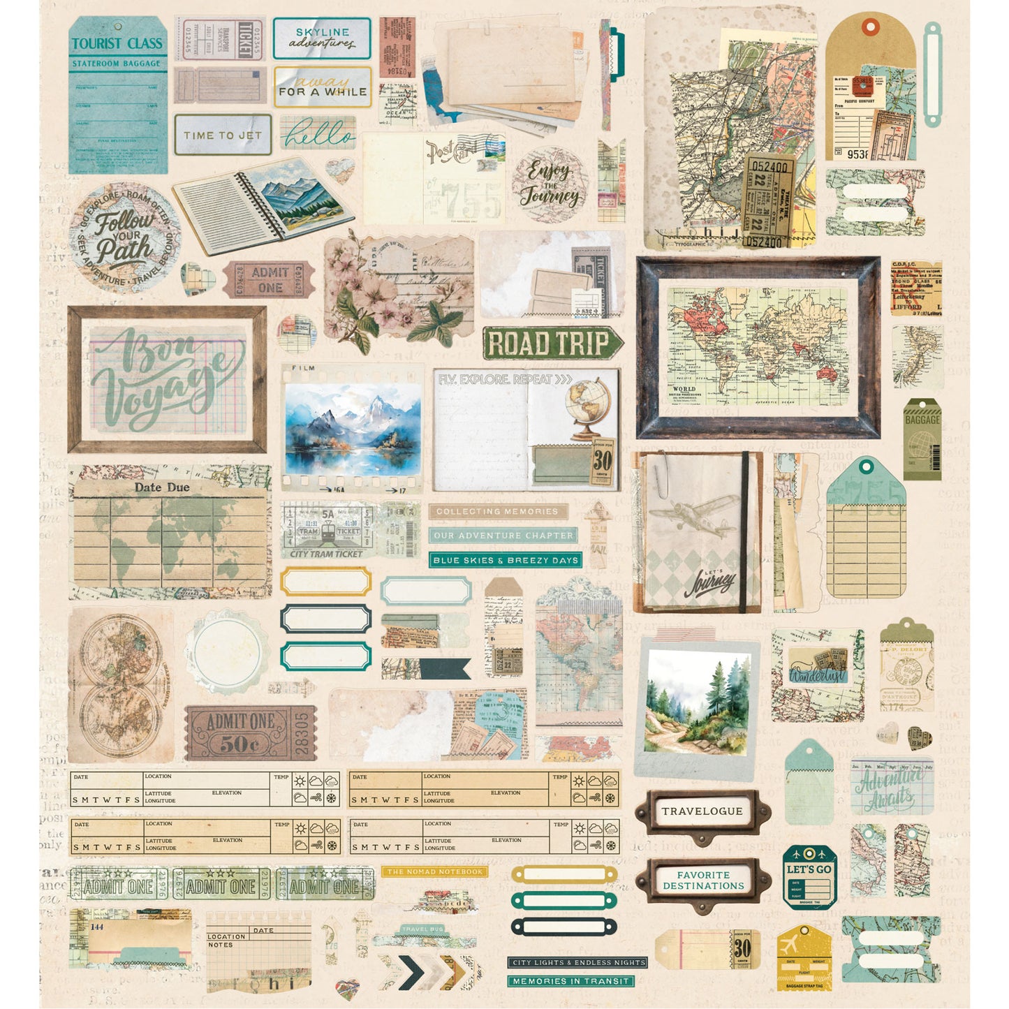 Travel Diaries Die-Cut Elements by Michelle Coleman