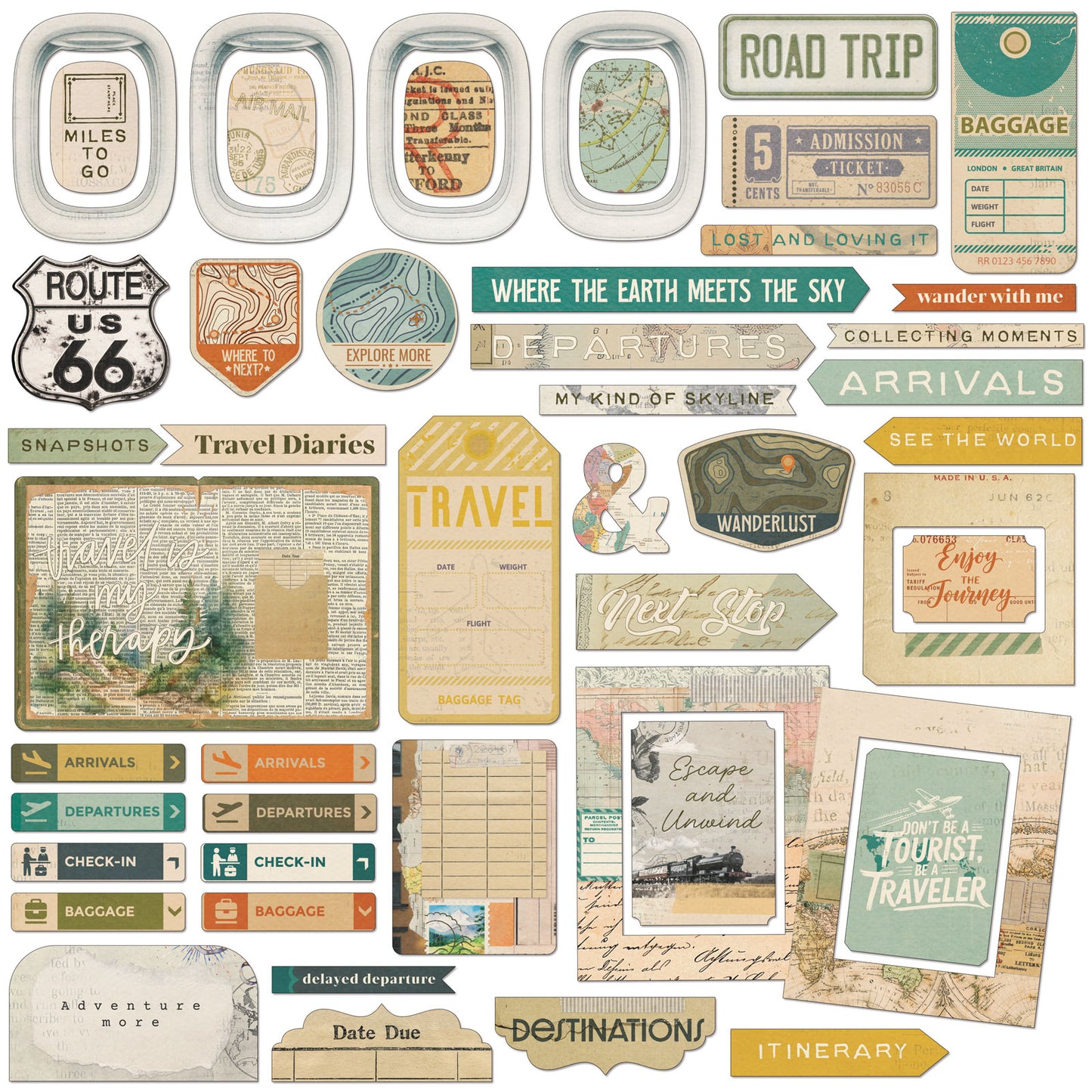 Travel Diaries Chipboard Set by Michelle Coleman