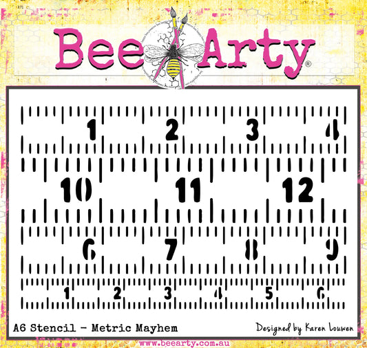 Bee Arty - Metric Mayhem - A6 Stencil