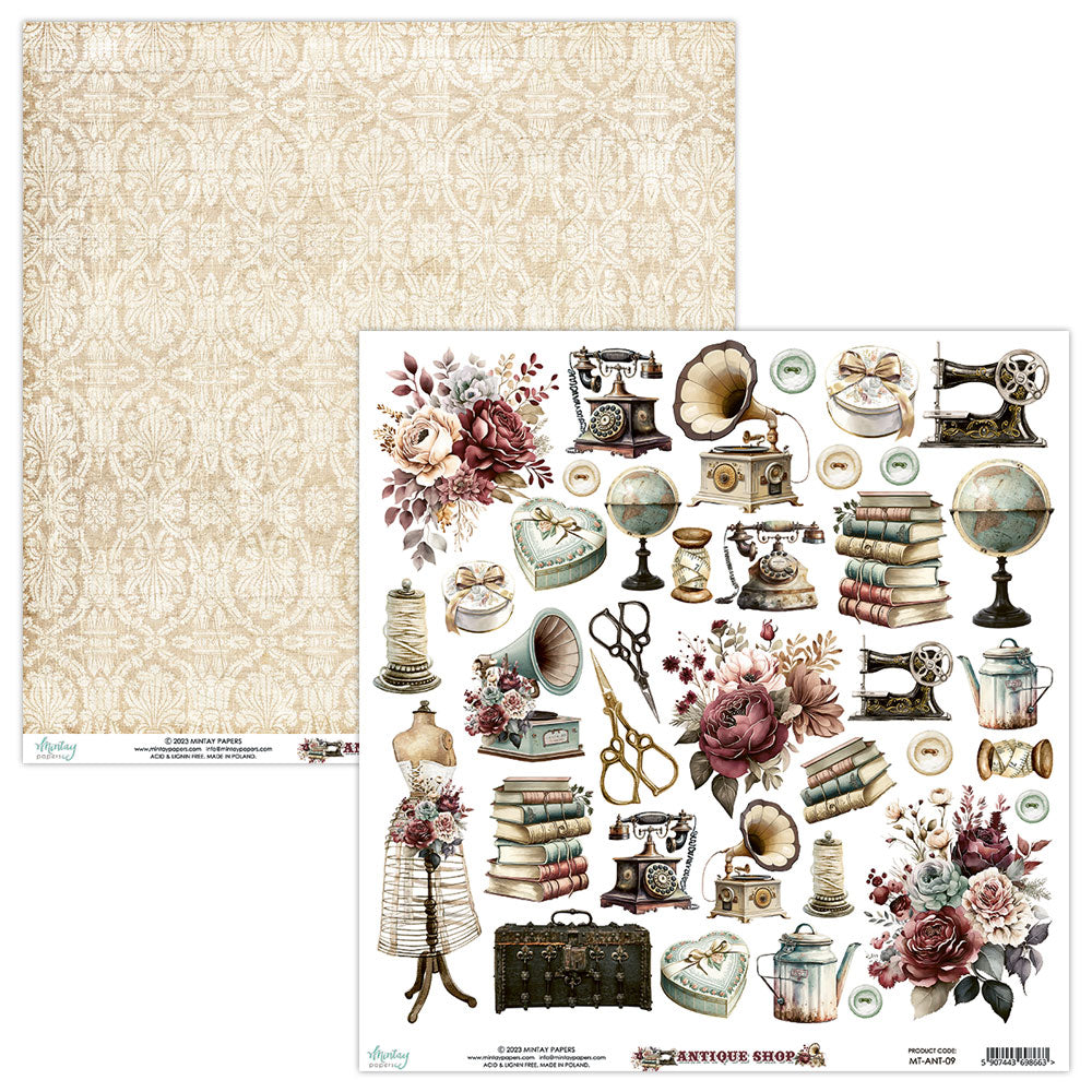 Mintay Papers - Antiques Shop - 12"x12" Scrapbooking Pack