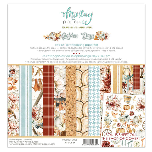 Mintay Papers - Golden Days - 12"x12" Scrapbooking Pack