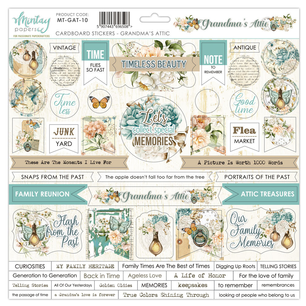 Mintay Papers - Grandma's Attic - 12"x12" Cardboard Sticker Sheet