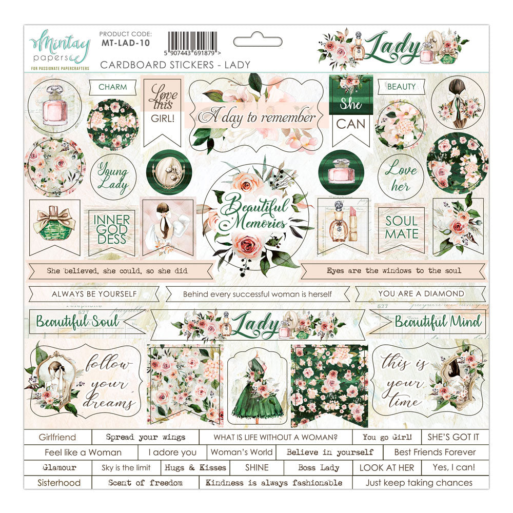 Mintay Papers - Lady - 12"x12" Cardboard Sticker Sheet