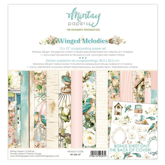 Mintay Papers Winged Melodies - 12"x12" Scrapbooking Pack MT-MEL-07 