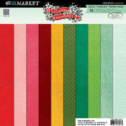 Mistletoe And Memories 12x12 "Staples" Paper Pack By Vicki Boutin