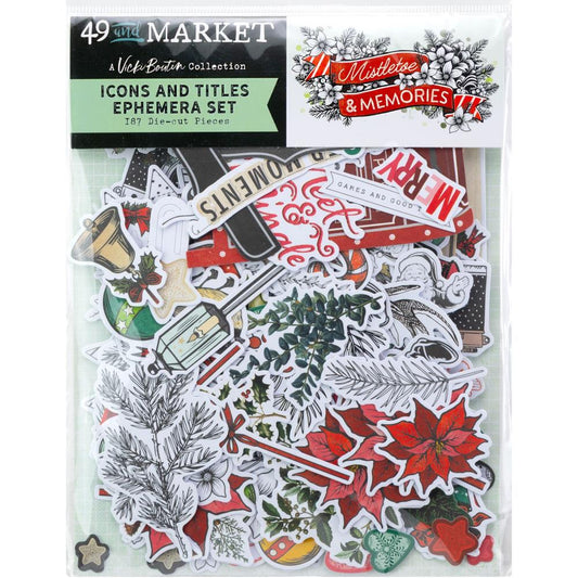 Mistletoe And Memories Icons and Titles Ephemera Set By Vicki Boutin
