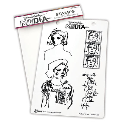 Perfect To Me - Dina Wakley Media Cling Stamps 6"X9"