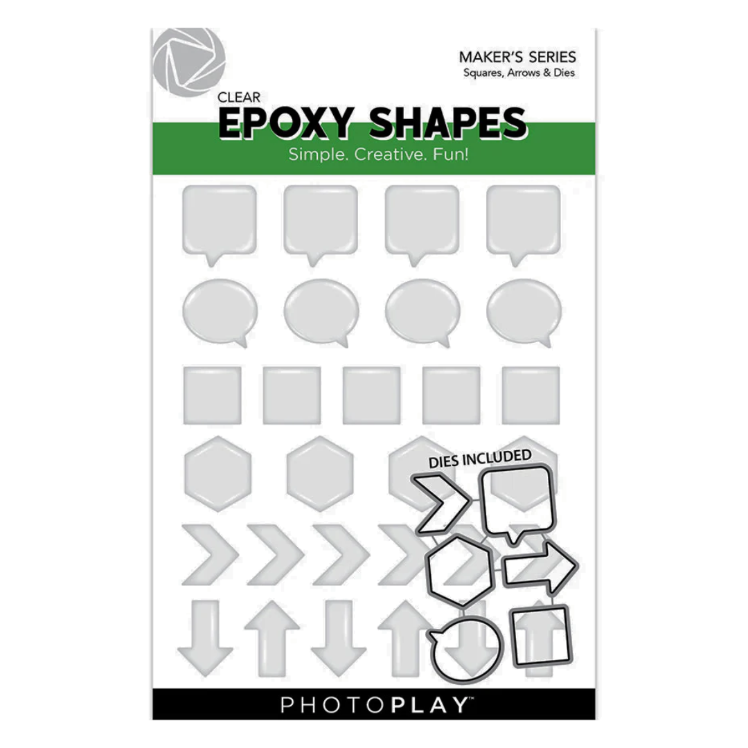 Clear Epoxy Shapes - Squares & Word Bubbles with Die