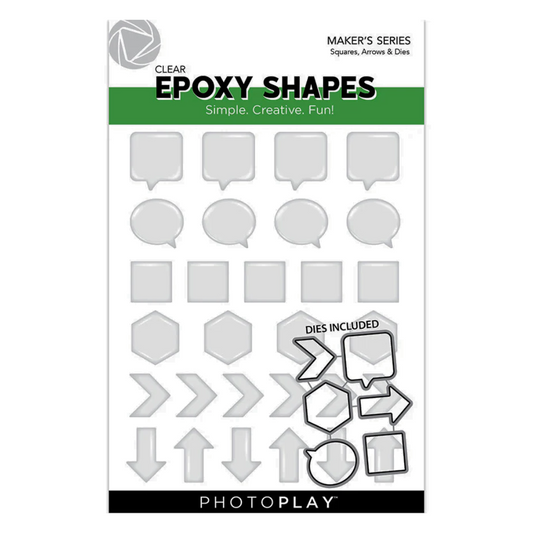 Clear Epoxy Shapes - Squares & Word Bubbles with Die