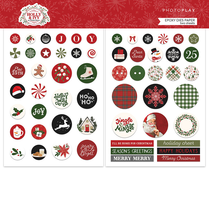 PhotoPlay - Holly and Ivy - Pre-Coloured Epoxy Dies Paper Pack