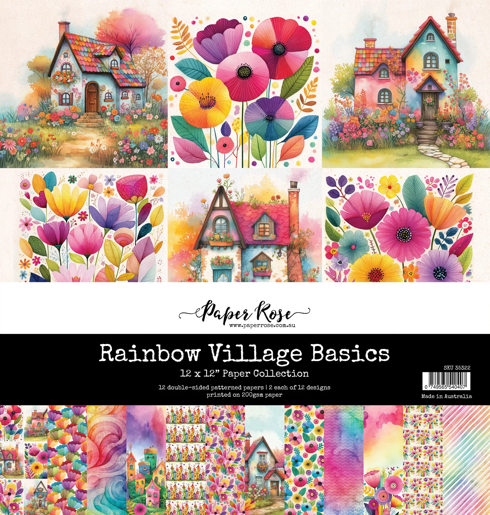 Paper Rose - Rainbow Village Basics 12x12 Paper Collection