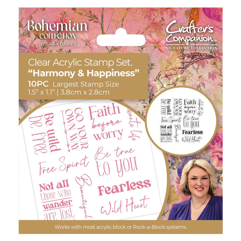 Sara Signature Bohemian Sentiments Clear Stamps - Harmony & Happiness