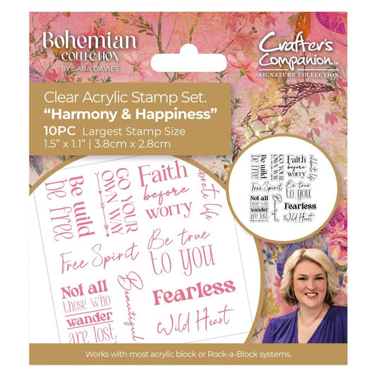 Sara Signature Bohemian Sentiments Clear Stamps - Harmony & Happiness