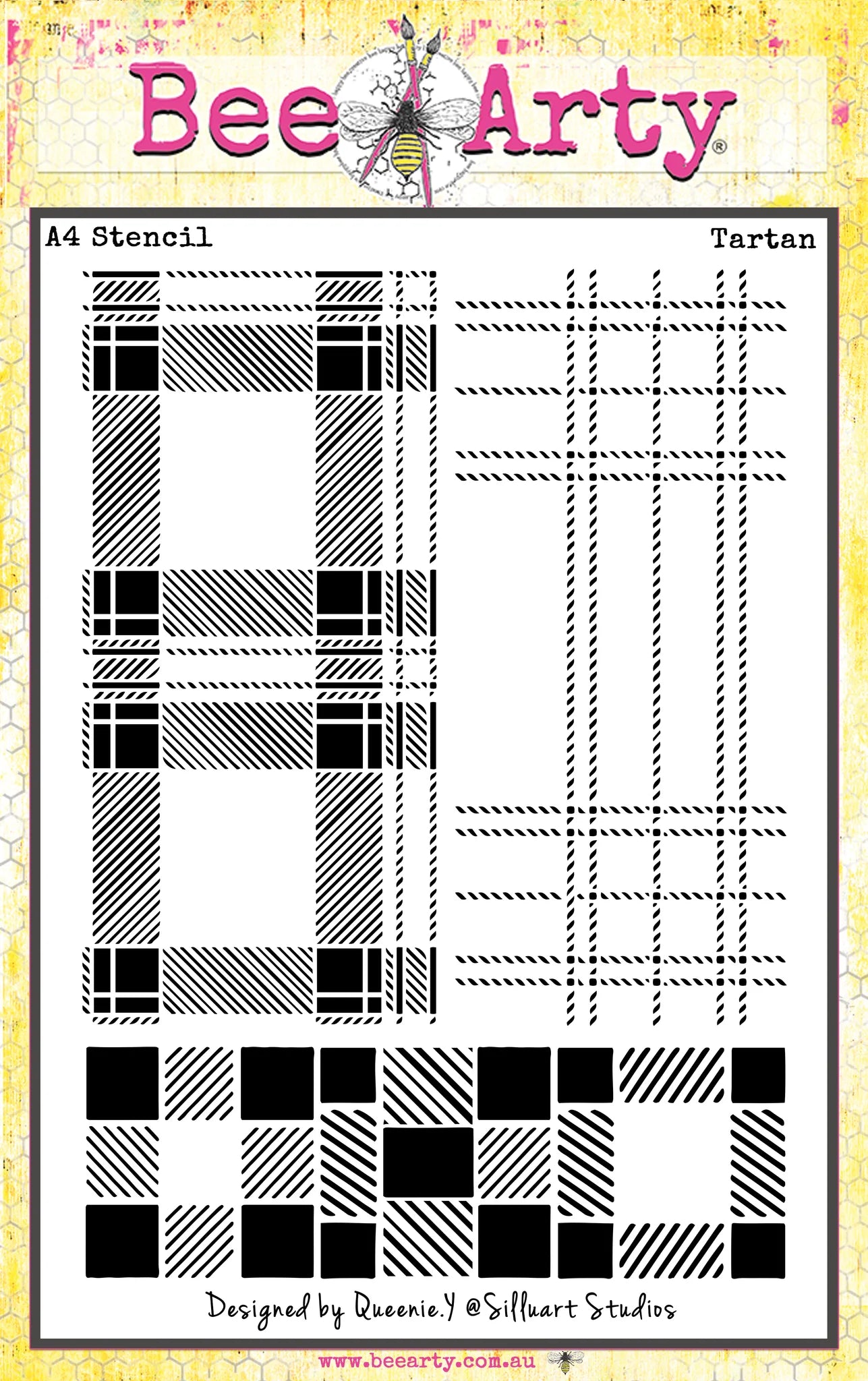 Bee Arty - Tartan - A4 Stencil