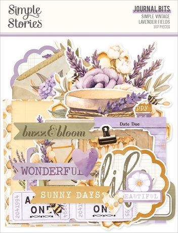 Simple Stories - Journal Bits & Pieces Die Cuts - Simple Vintage Lavender Fields
