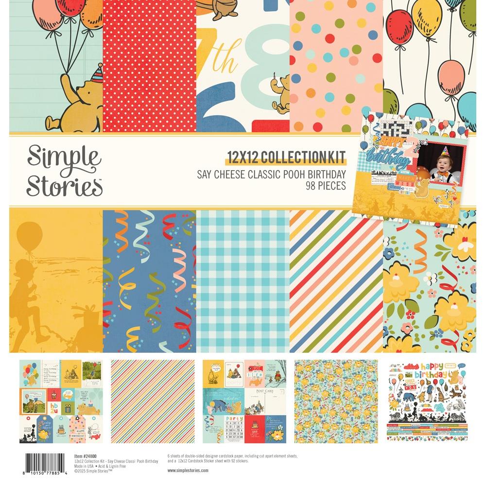 Simple Stories Collection Kit 12"X12" - Say Cheese Classic Pooh Birthday