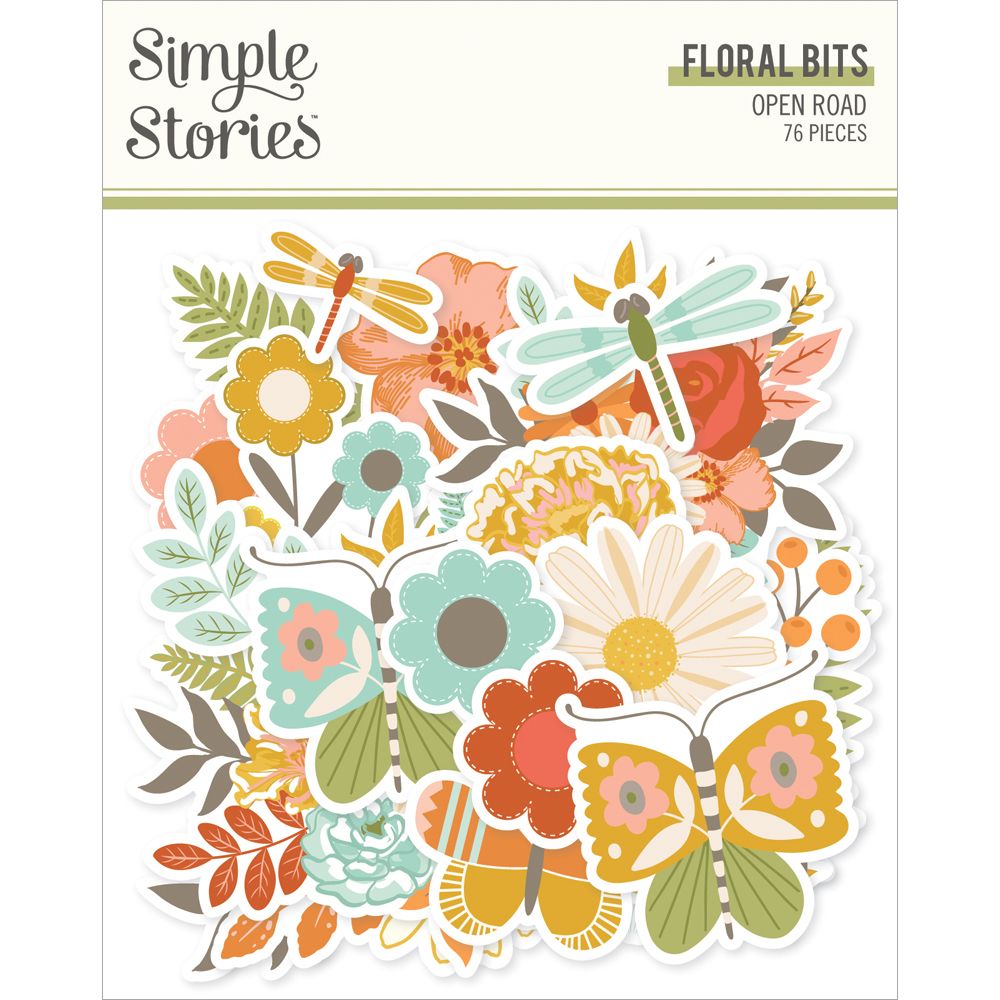 Simple Stories Floral Bits & Pieces Die Cuts - Open Road