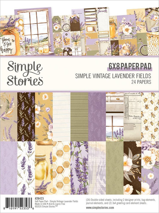 Simple Stories Paper Pad 6"X8" - Simple Vintage Lavender Fields