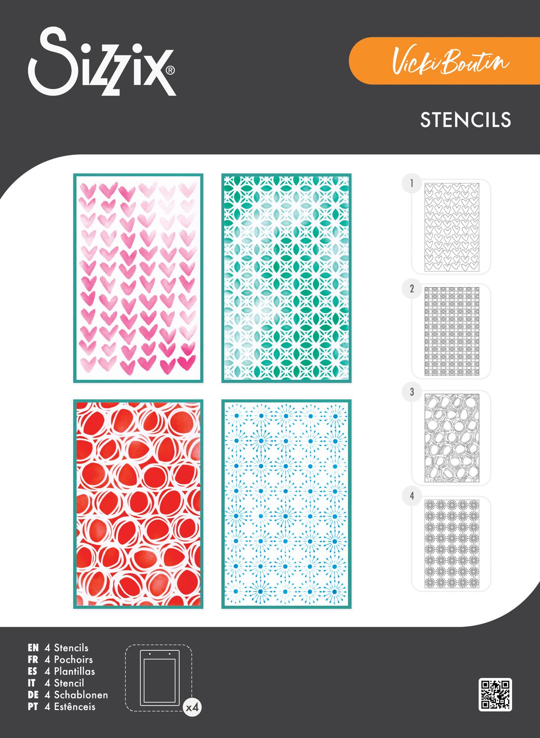Sizzix A6 Layered Stencils By Vicki Boutin 4/Pkg