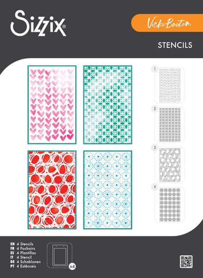 Sizzix A6 Layered Stencils By Vicki Boutin 4/Pkg