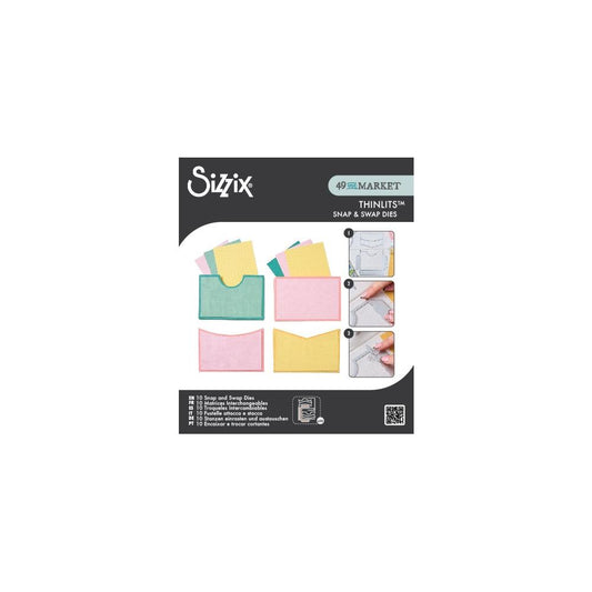 Sizzix Thinlits Die Set 10Pk, Snap and Swap Pockets by 49 and Market
