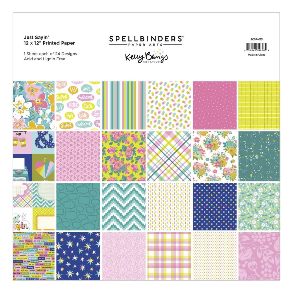 Spellbinders 12"X12" Printed Paper Pack by Kelly Bangs - Just Sayin'