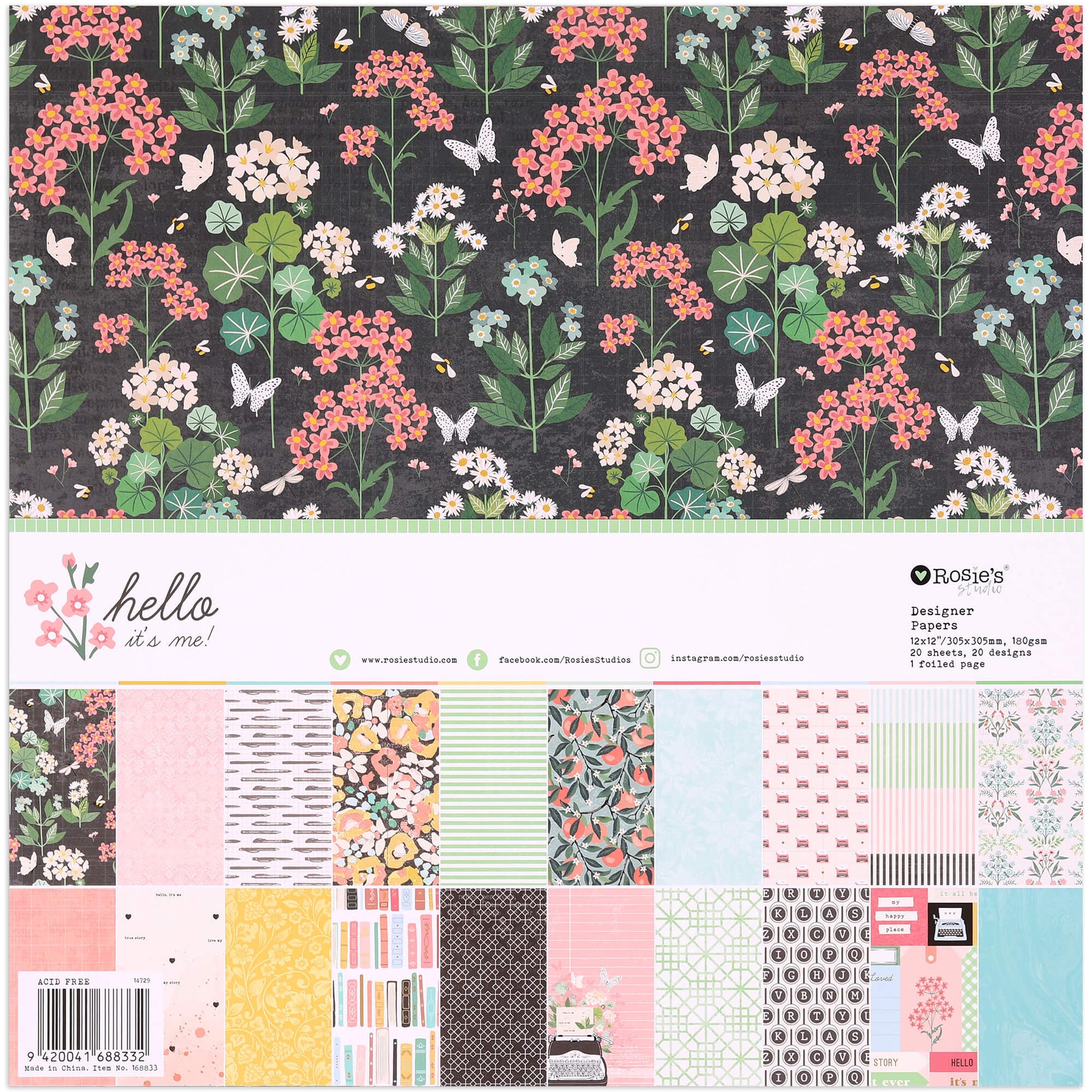 Spellbinders Designer Paper Pack 12"X12" From Rosie's Studio - Hello It's Me