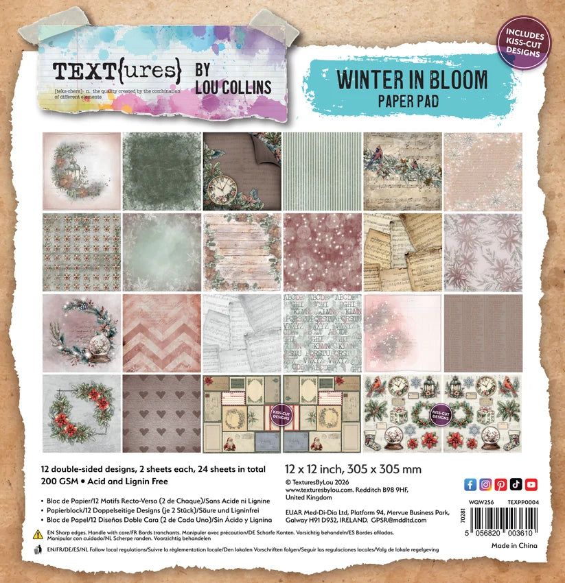 TEXT(ures) Winter in Bloom Paper Pad 12X12 - Designed by Lou Collins