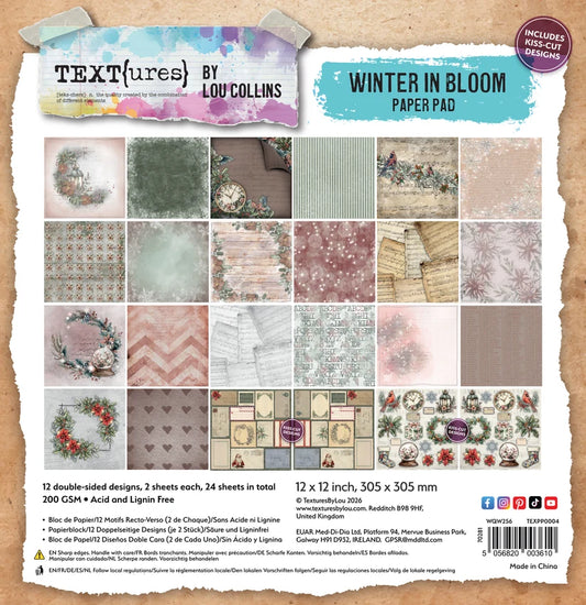 TEXT(ures) Winter in Bloom Paper Pad 12X12 - Designed by Lou Collins