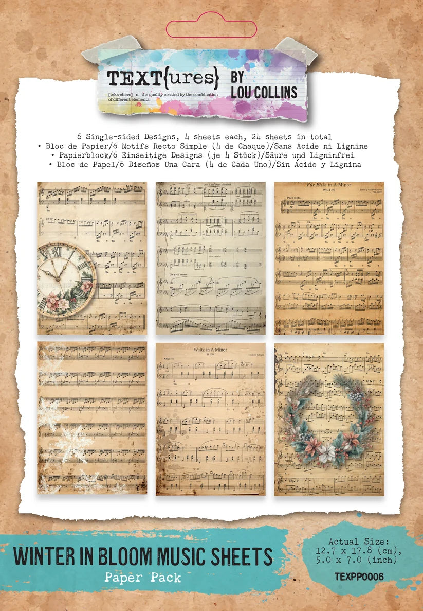 TEXT(ures) Winter in Bloom Music Sheets Paper Pack 5"x7"