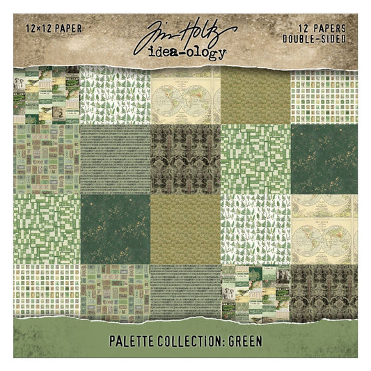 Tim Holtz - Idea-ology Double- Sided Cardstock 12"X12" - Palette Collection: Green