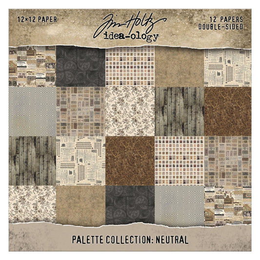 Tim Holtz - Idea-ology Double- Sided Cardstock 12"X12" - Palette Collection: Neutral