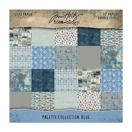 Tim Holtz Idea-ology Double- Sided Cardstock 12" x 12" - Palette Collection: Blue