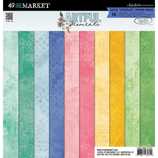 49 and Market - Artful Moments 12x12 "Staples" Paper Pack By Vicki Boutin