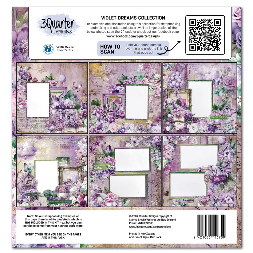 3Quarters Designs - Violet Dreams Collection - 12"x12" Pack