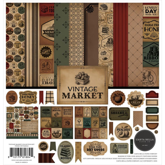 Vintage Market Collection Paper Pack 12"X12" Carta Bella Paper Co.