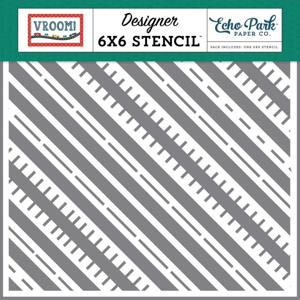 Vroom! Stencil 6"X6" - Racing Road Tracks