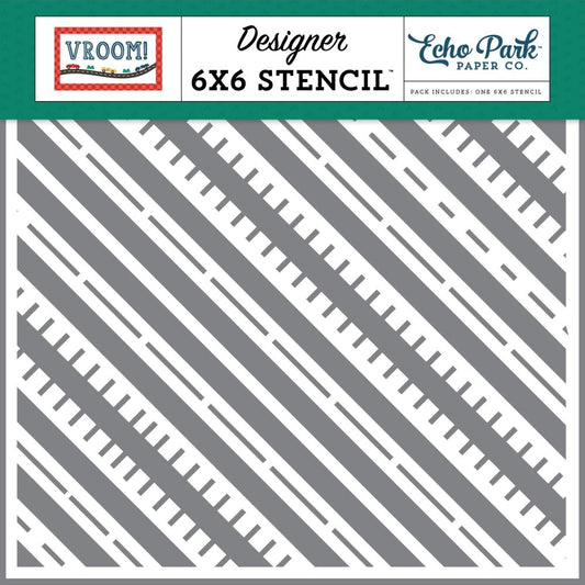Vroom! Stencil 6"X6" - Racing Road Tracks