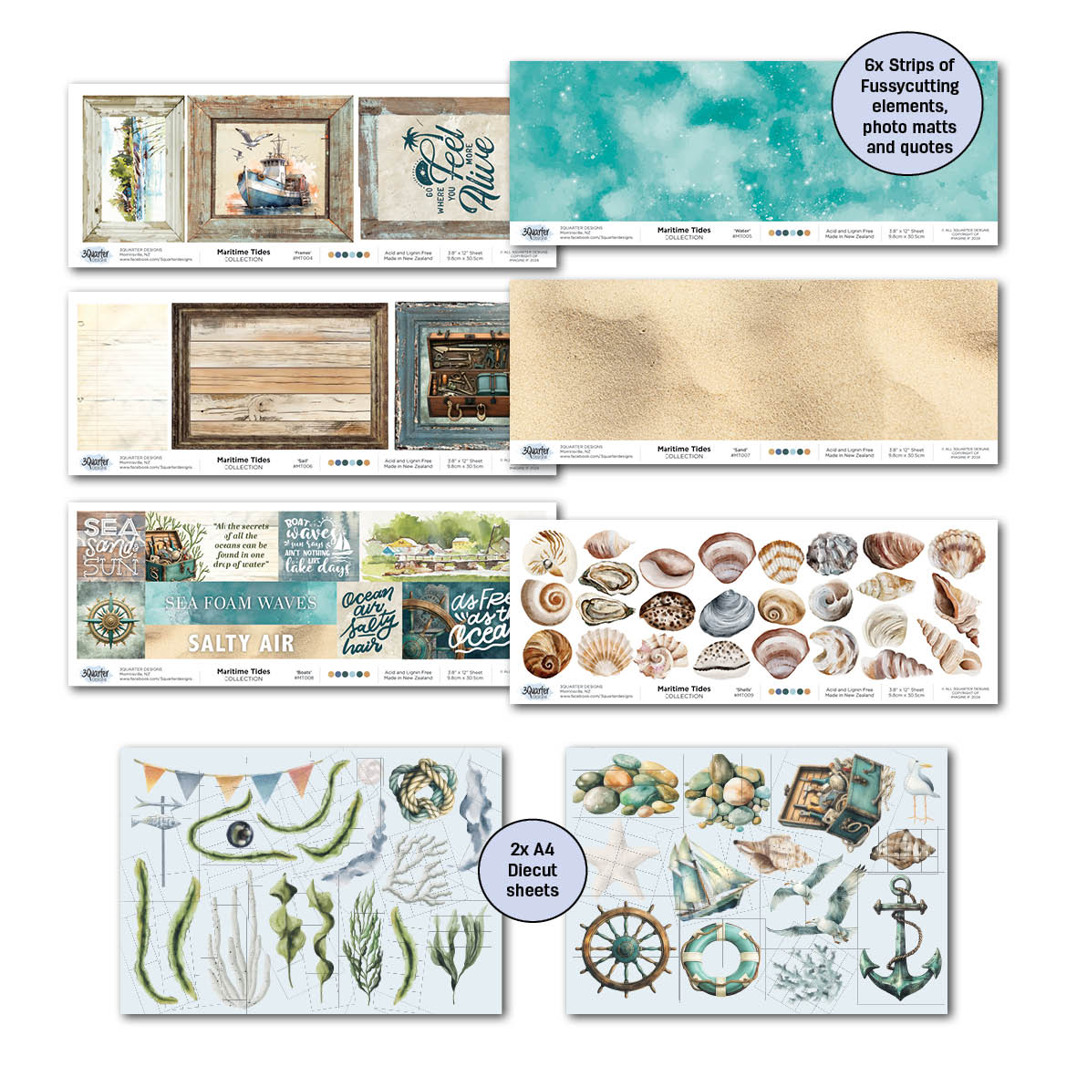 3Quarters Designs - Maritime Tides - 12"x12" Pack