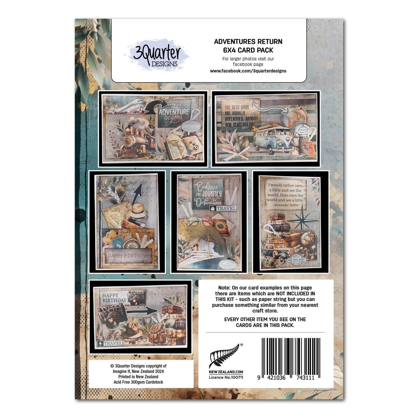 3Quarter Designs - Adventures Return - 6x4 Card Pack