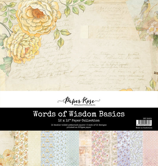 Paper Rose Studio - Words of Wisdom Basics 12x12 Paper Collection