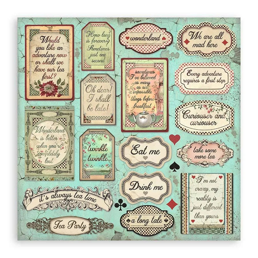 Alice In Wonderland - Stamperia Double-Sided Paper Pad 8"X8" 10/Pkg